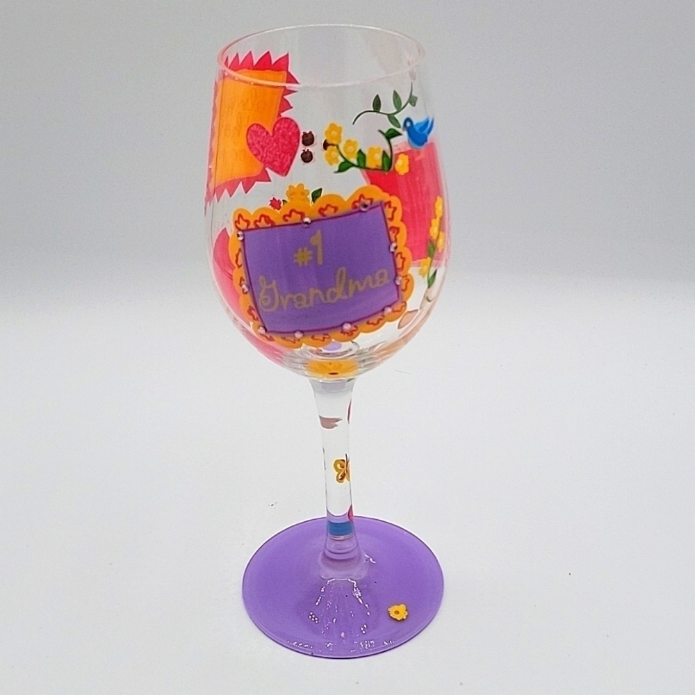 LOLITA Hand Painted Recipe Wine Glass #1 Grandma